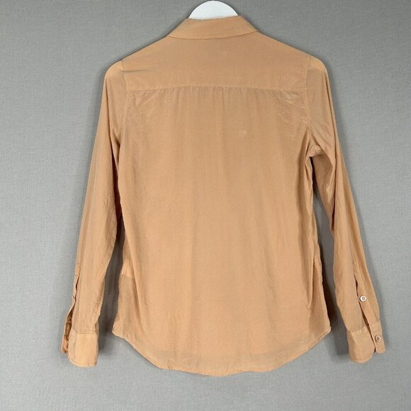 Equipment Womens Top Small Parasol Peach Orange Silk Button Shirt Blouse Work - Picture 7 of 11